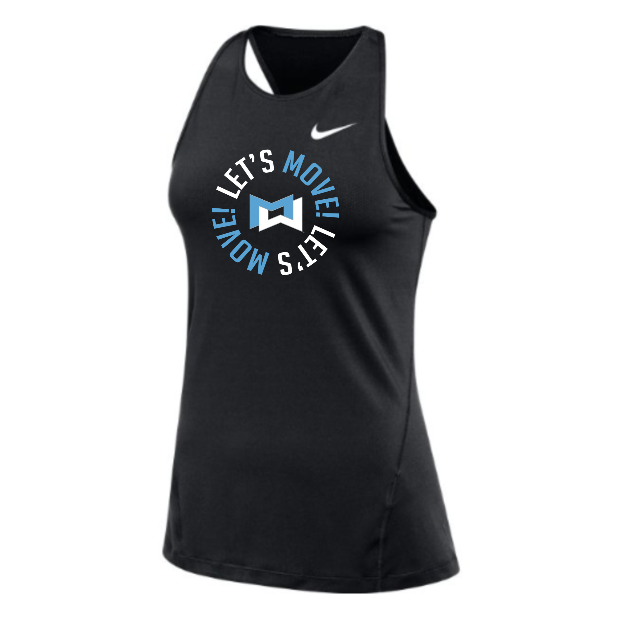MOSSA Nike Women's All Over Mesh Tank (black) - Active LET'S MOVE Circle Logo