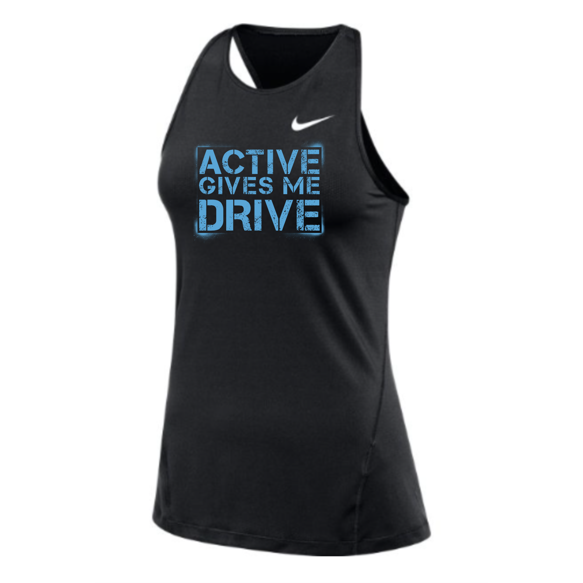 MOSSA Nike Women's All Over Mesh Tank (black) - Active Stencil GIVES ME Logo