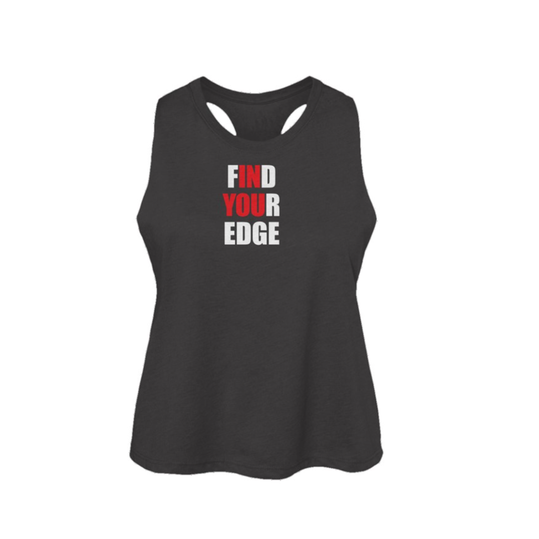Find Your Edge 3D30 Womens Racerback Cropped Tank- Dark Grey Heather