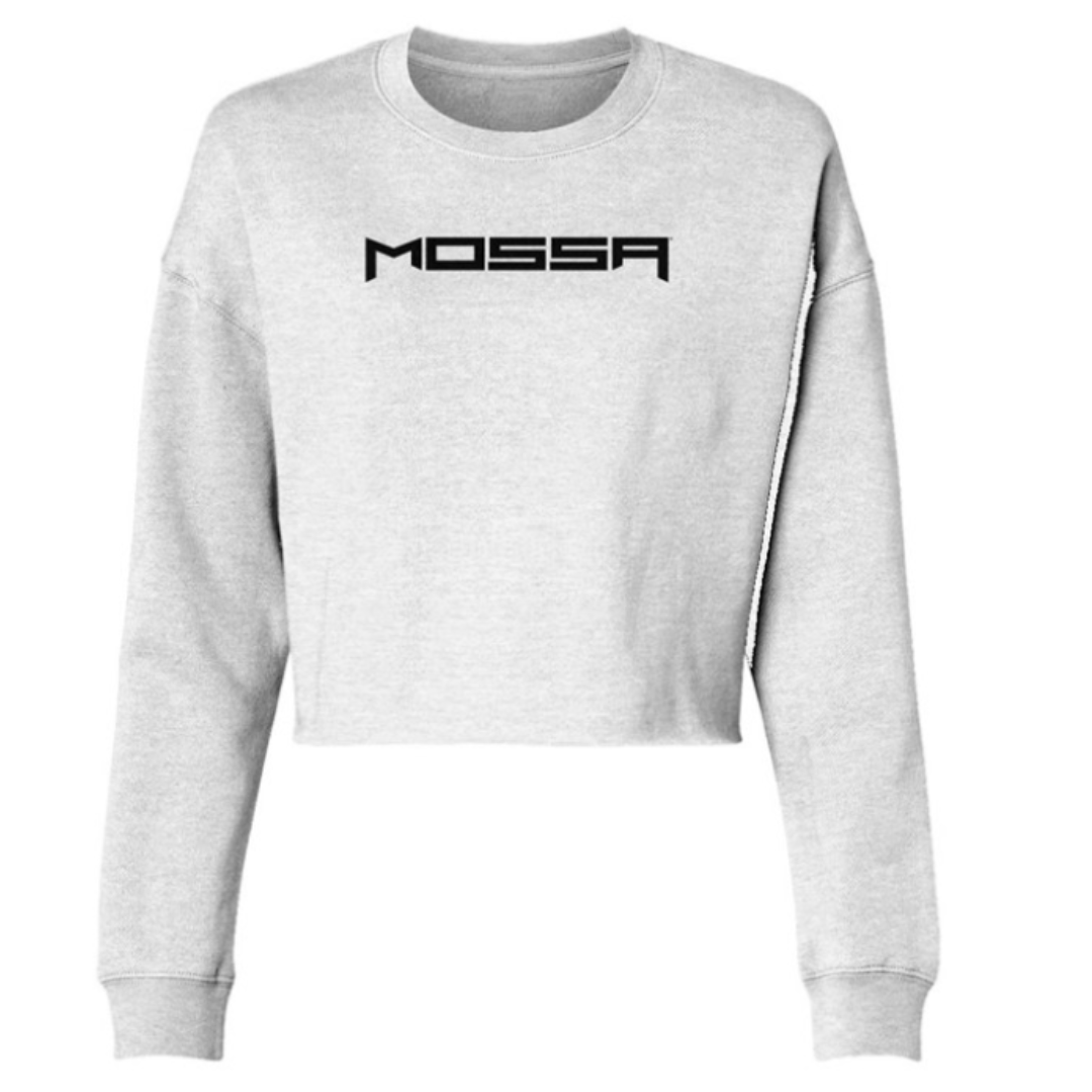 MOSSA Logo Womens Cropped Crewneck Sweatshirt- Grey