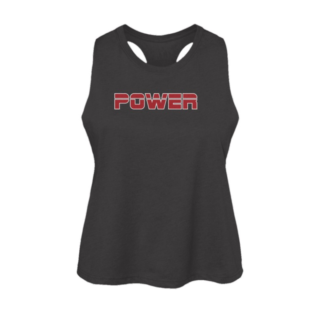 POWER Womens Racerback Cropped Tank- Dark Grey Heather