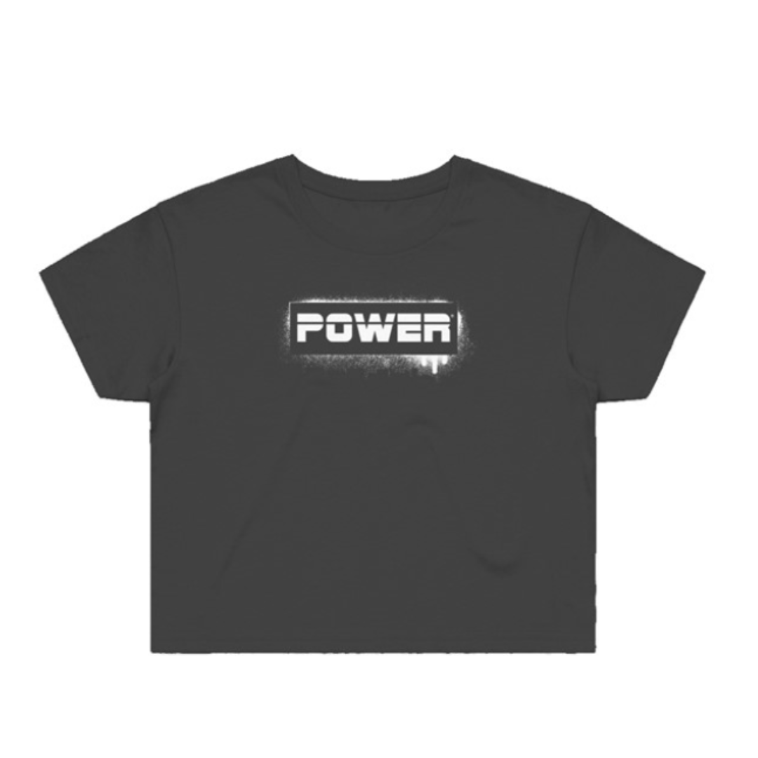 Graffiti POWER Cropped Tee- Black