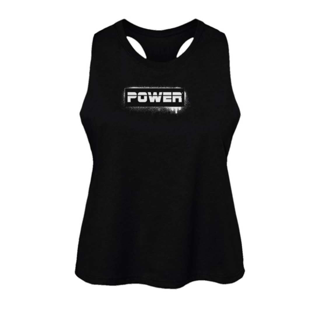 Graffiti Power Womens Racerback Cropped Tank- Black