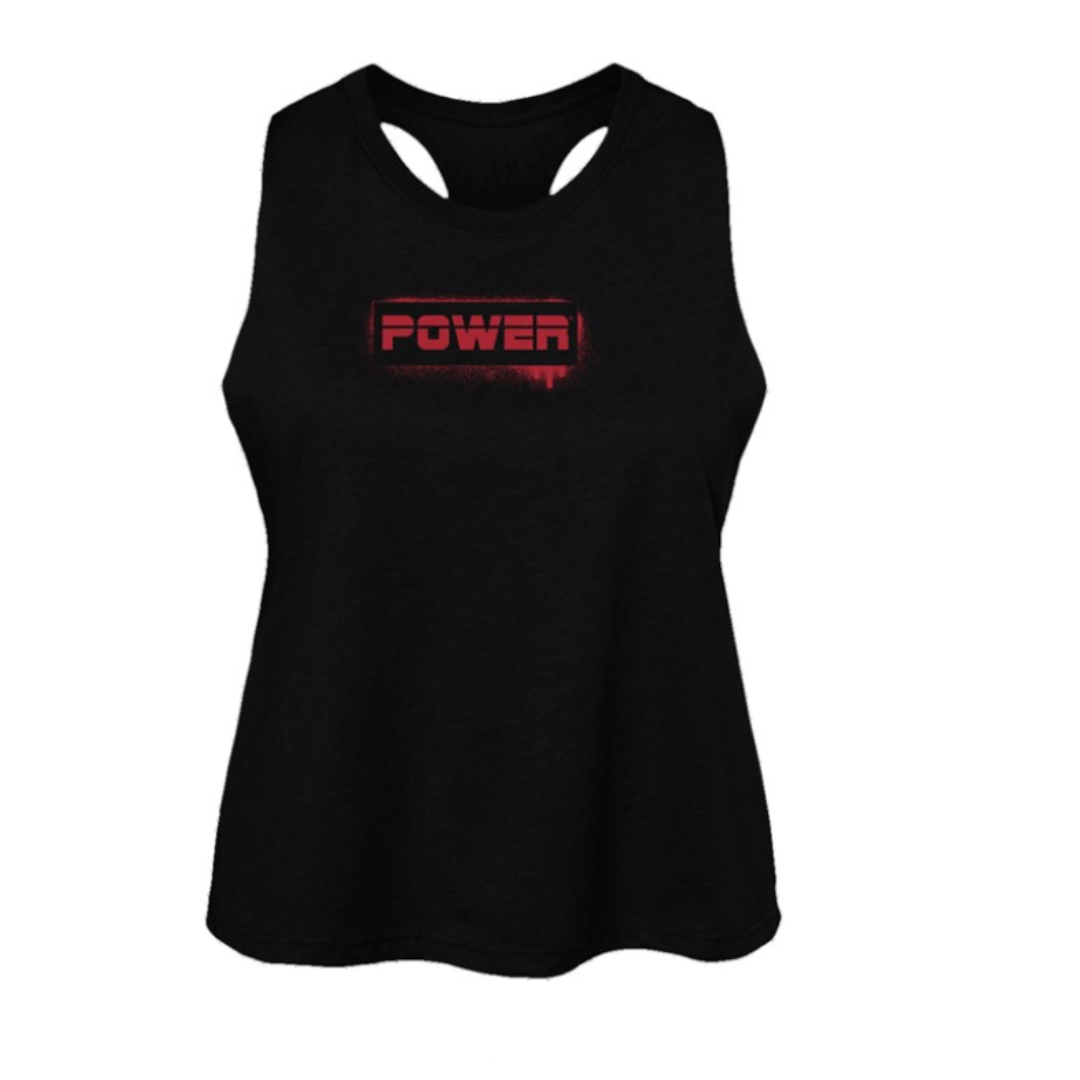 Graffiti Power Womens Racerback Cropped Tank- Black