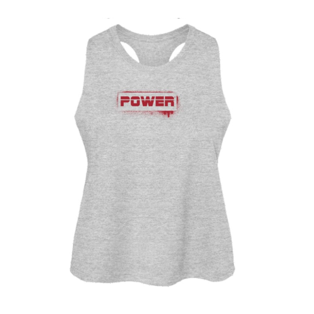 Graffiti Power Womens Racerback Cropped Tank-Athletic Heather