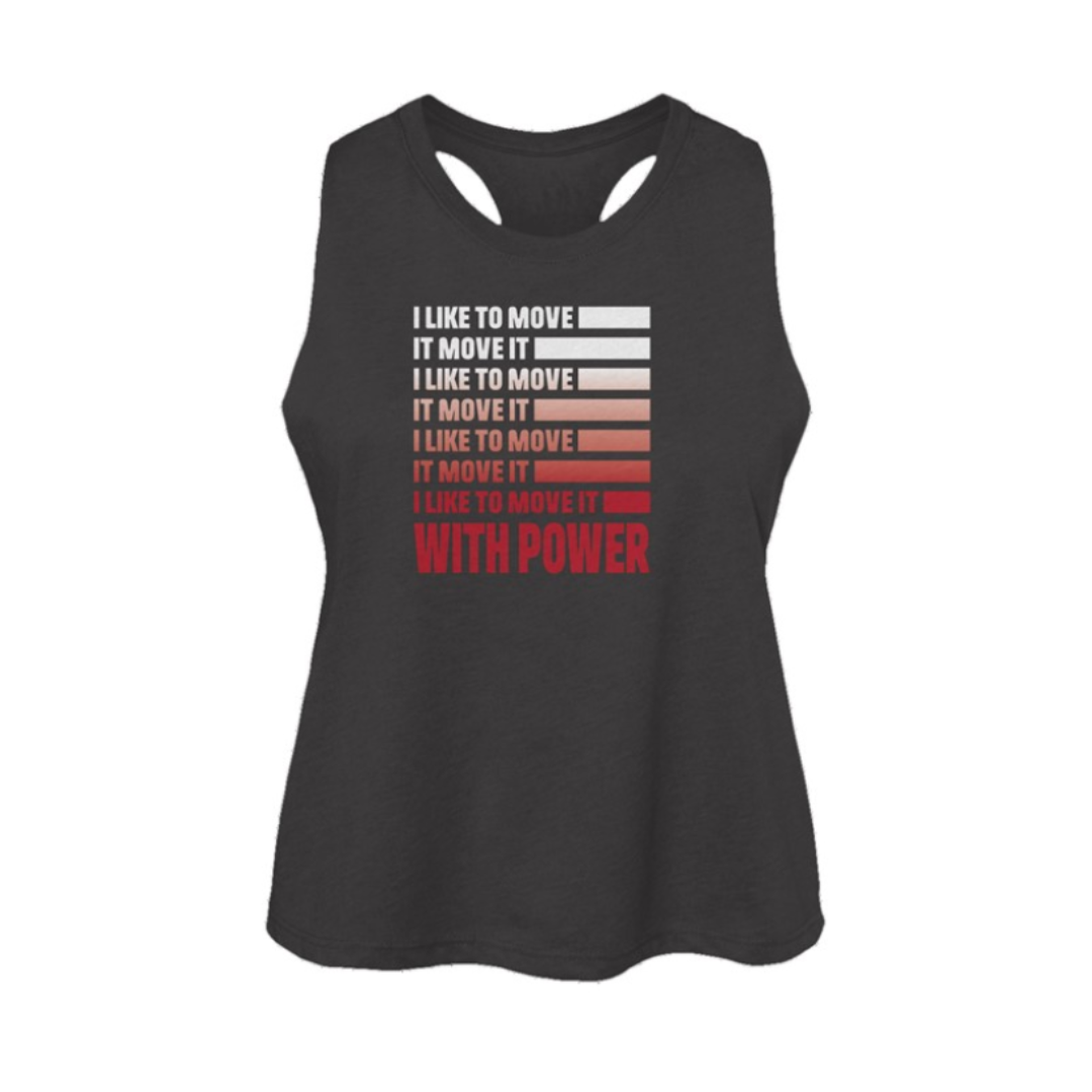 POWER MOVE IT Womens Racerback Cropped Tank- Dark Grey Heather
