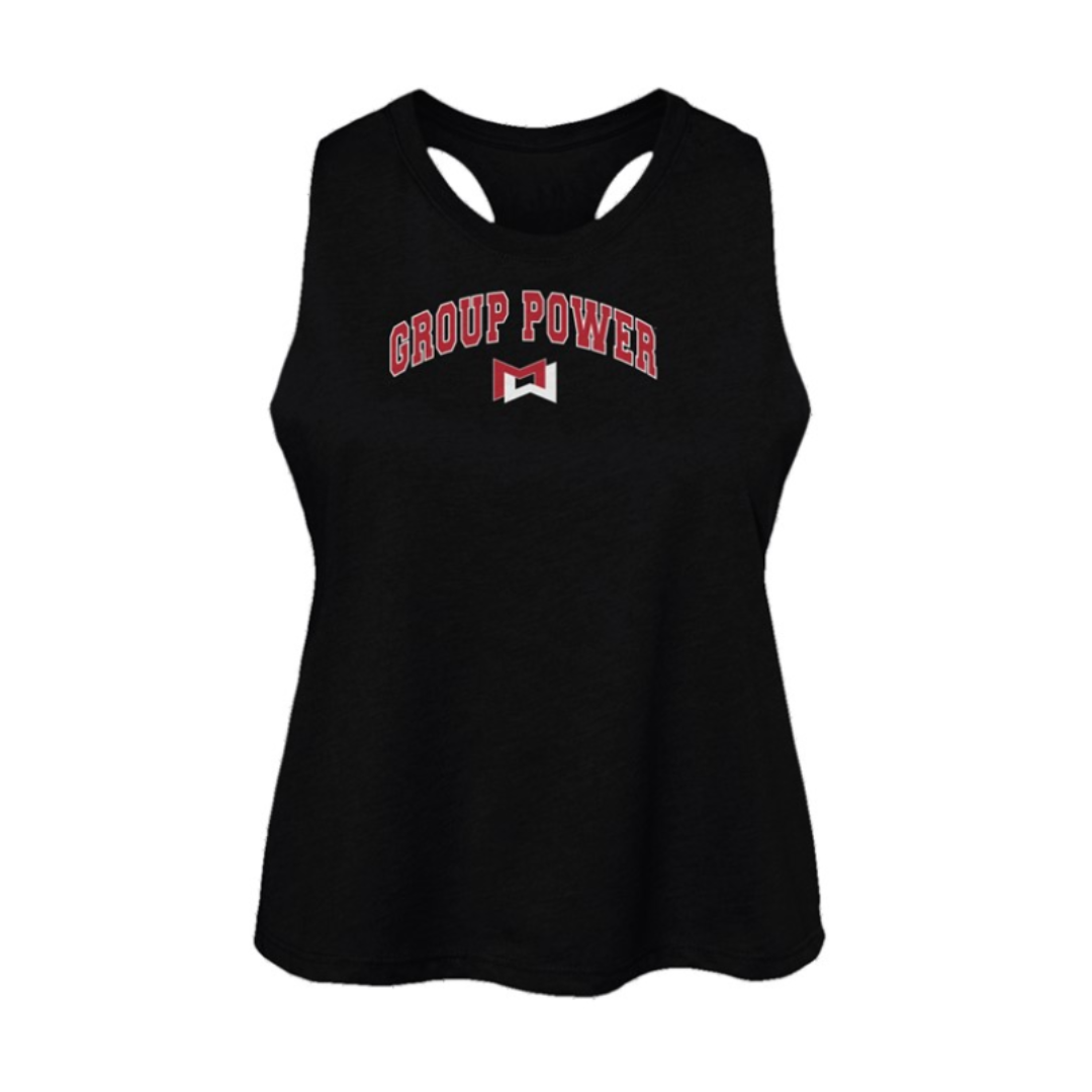 Group Power Collegiate Womens Racerback Cropped Tank