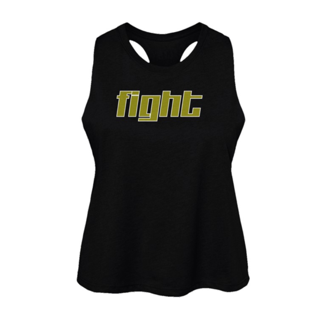 Fight Womens Racerback Cropped Tank- Black