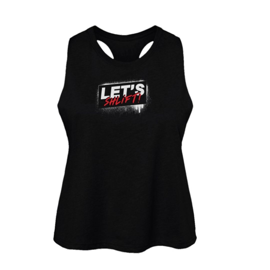 Let's Shlift 3D30 Women's Racerback Cropped Tank