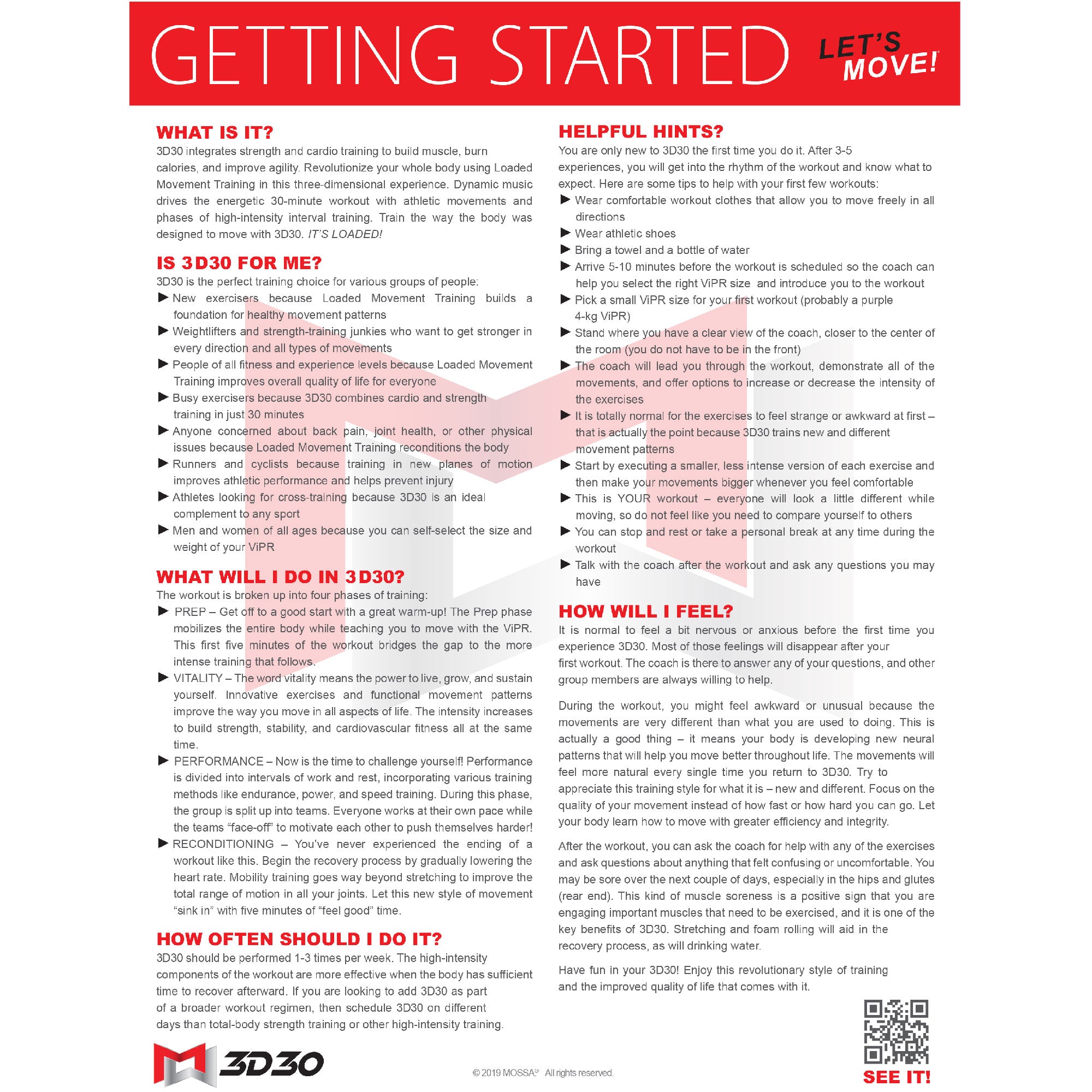 3D30 Getting Started Sheets