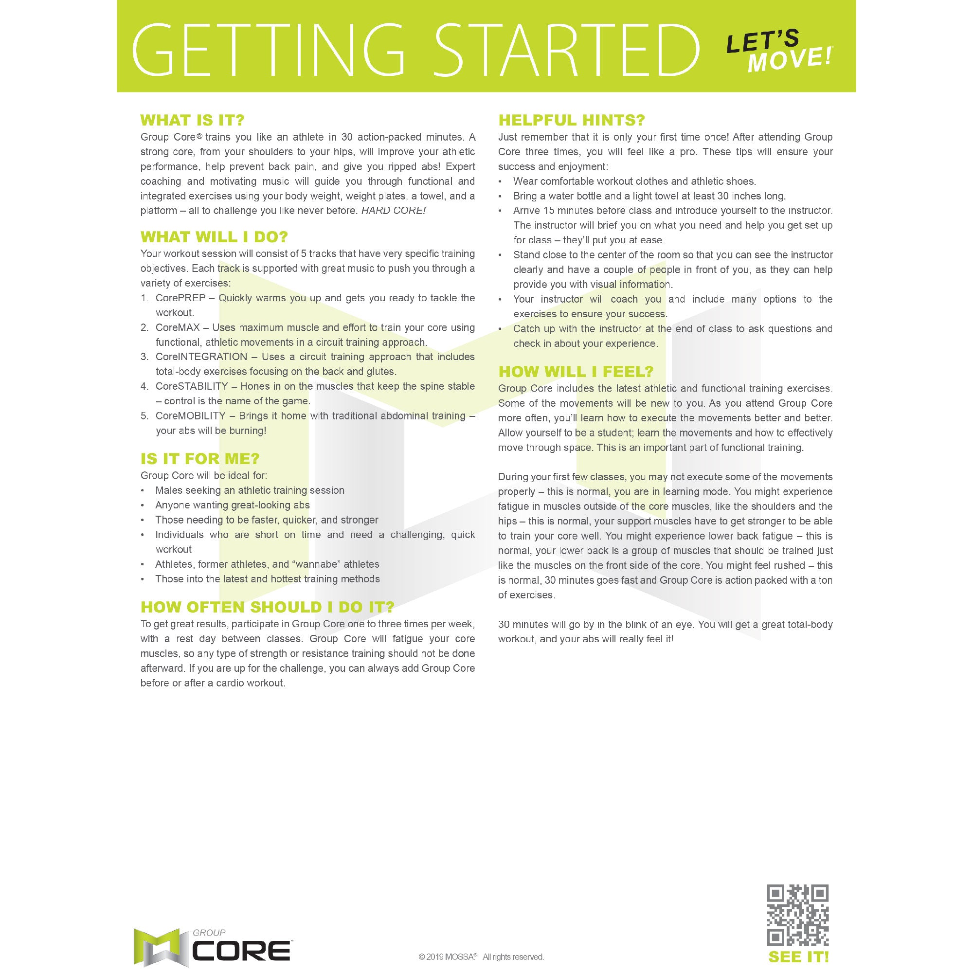 Group Core Getting Started Sheets