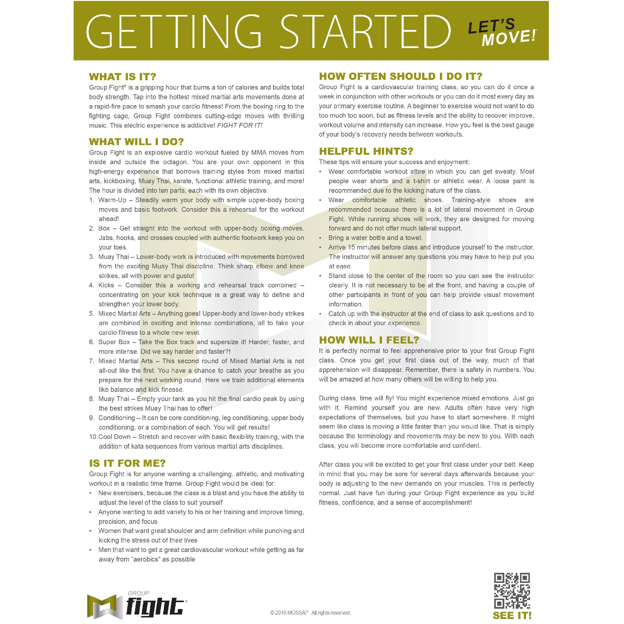 Group Fight Getting Started Sheets