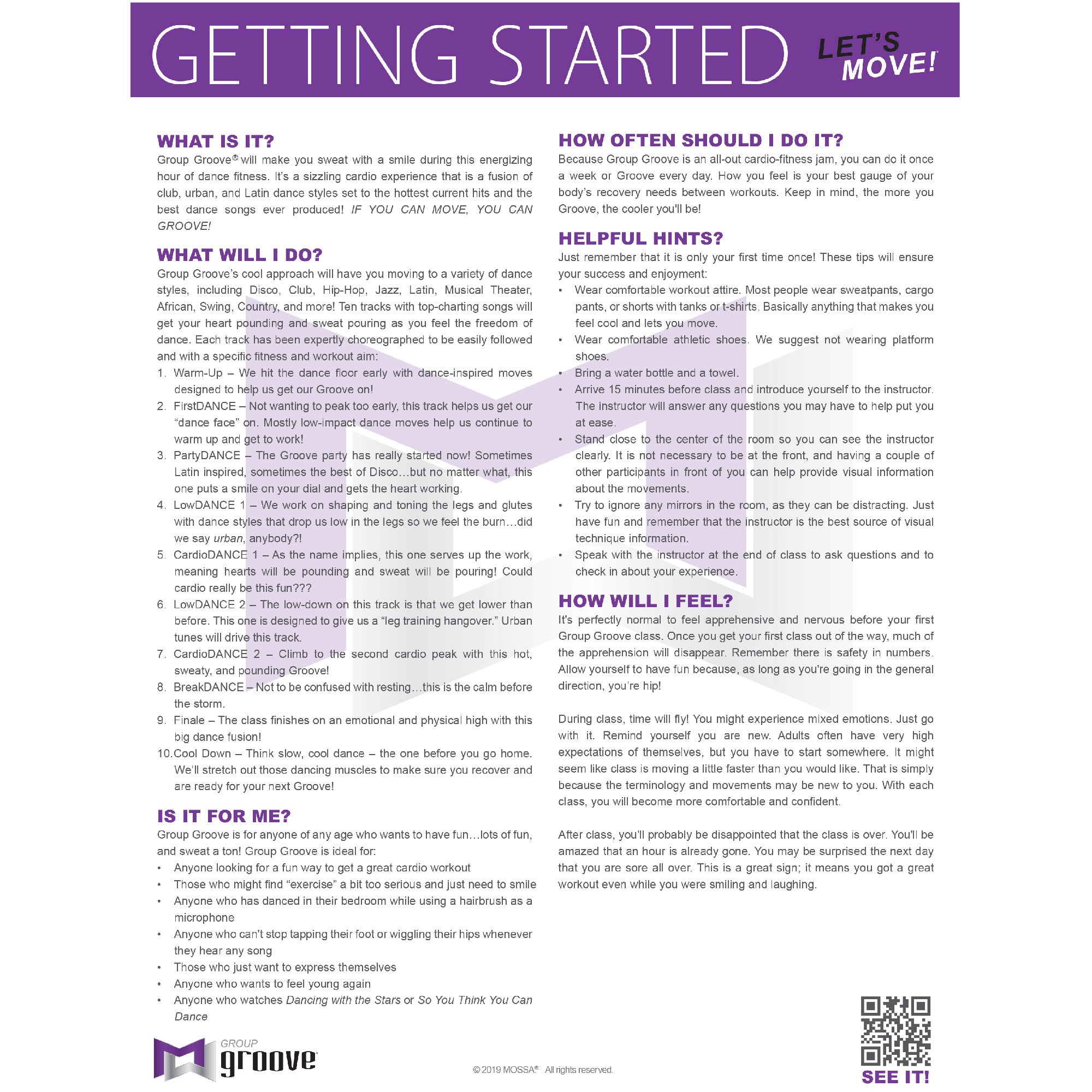 Group Groove Getting Started Sheets