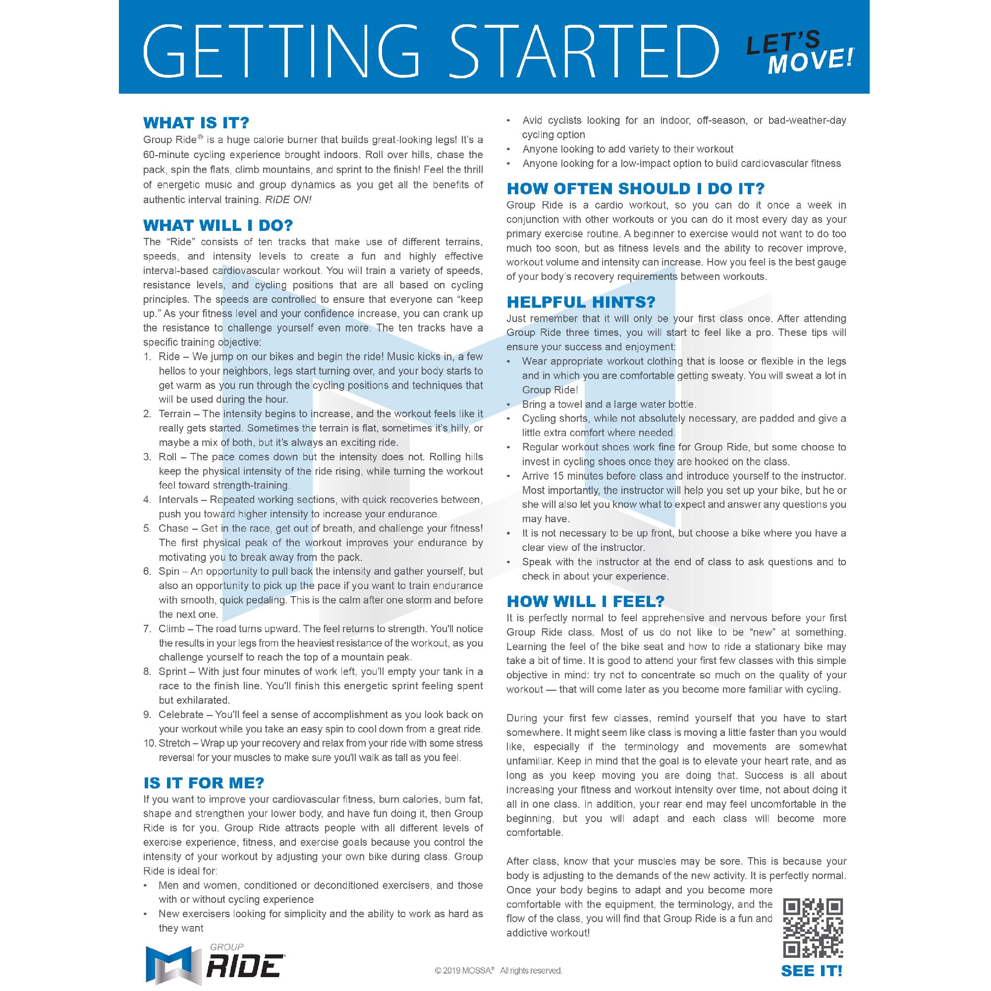 Group Ride Getting Started Sheets