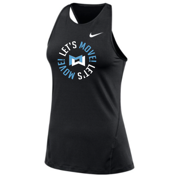 MOSSA Women's LET'S MOVE Circle Logo Nike All Over Mesh Tank