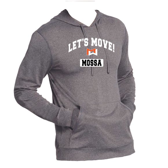 MOSSA Men's LET'S MOVE Collegiate Logo Cool Long Sleeve Hooded Pullover (Grey)