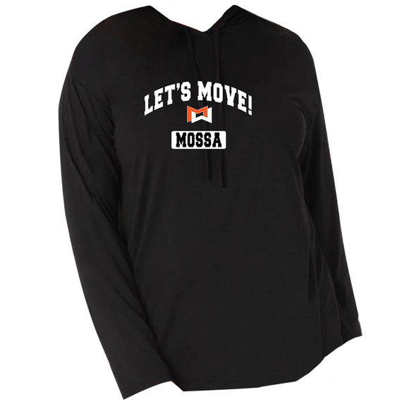 MOSSA Women's LET'S MOVE Collegiate Logo Cool Hooded Pullover (Black)