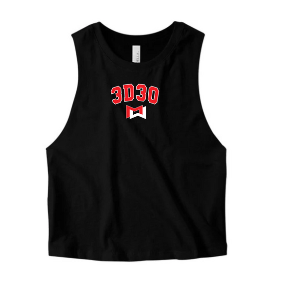 MOSSA Bella + Canvas Women's Cropped Tank - 3D30 Collegiate Logo