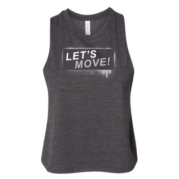 MOSSA LET'S MOVE Graffiti Logo Bella + Canvas Racerback Cropped Tank