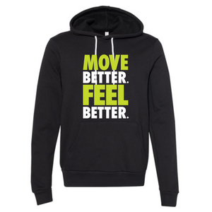 MOSSA Unisex Bella + Canvas Hoodie (black) - Group Core MOVE BETTER FEEL BETTER Logo