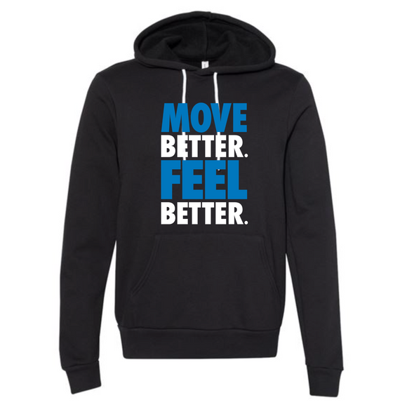 MOSSA Unisex Bella + Canvas Hoodie (black) - Group Ride MOVE BETTER FEEL BETTER Logo