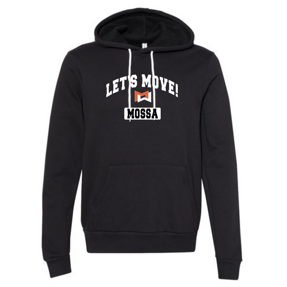 MOSSA Unisex Bella + Canvas Hoodie (black) - LET'S MOVE Collegiate Logo