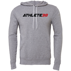 MOSSA Unisex Bella + Canvas Hoodie (grey) - ATHLETE30 Standard Logo - black/red