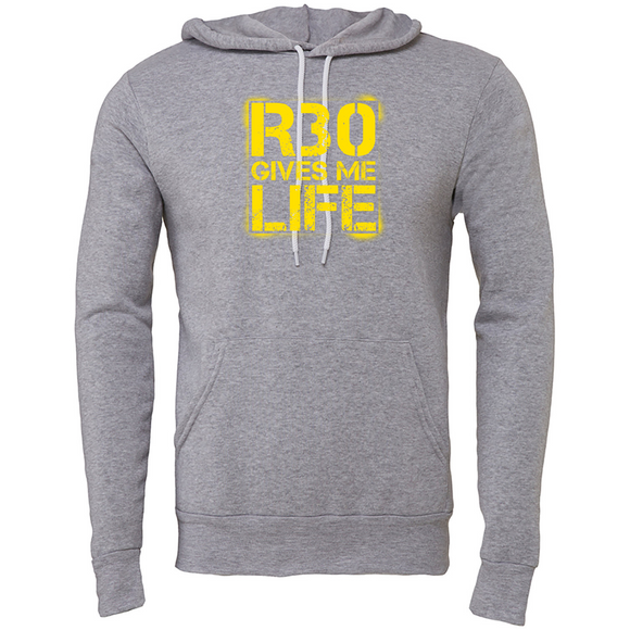 MOSSA Unisex Bella + Canvas Hoodie (grey) - R30 Stencil GIVES ME Logo