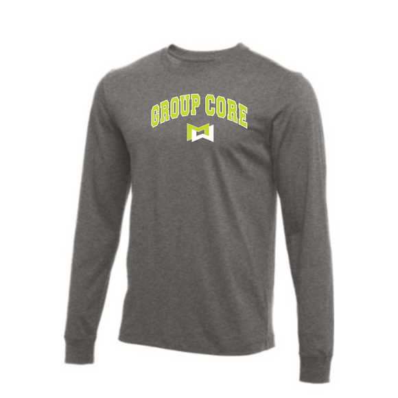 MOSSA Bella + Canvas Unisex Long Sleeve T-Shirt (grey) - Group Core Collegiate Logo