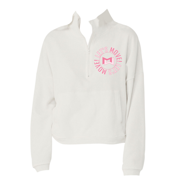 MOSSA Pink LET'S MOVE Circle Logo Bella + Canvas Women's Half Zip Pullover