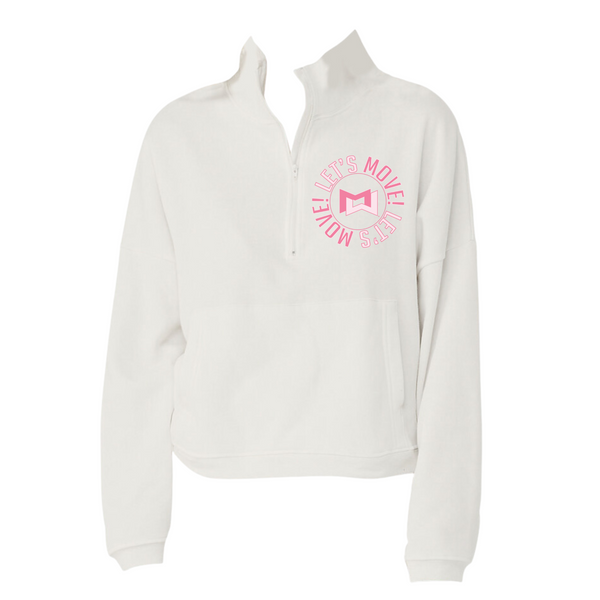 MOSSA Pink LET'S MOVE Circle Logo Bella + Canvas Women's Half Zip Pull