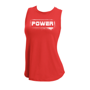 MOSSA CRZ Women's Ultralight Racerback Tank (red) - Power Graffiti Logo (white)