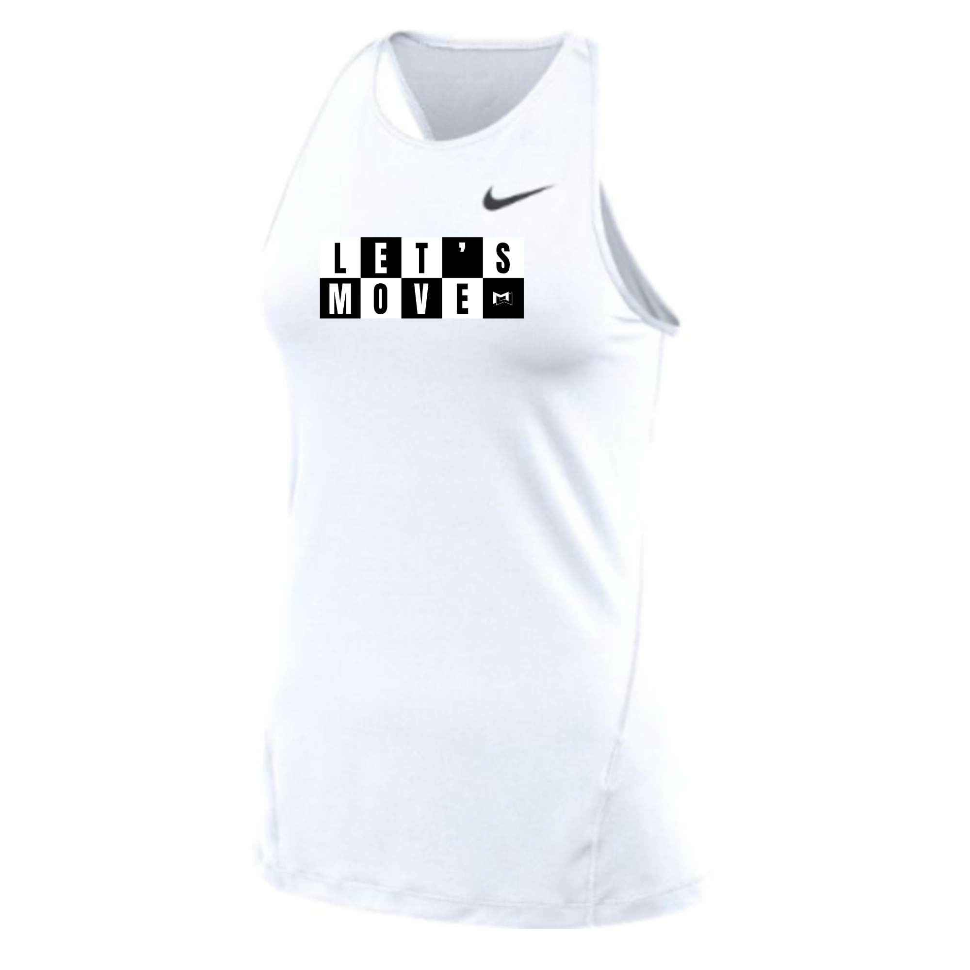 MOSSA Nike Women's All Over Mesh Tank (White) - LET'S MOVE Checker Logo
