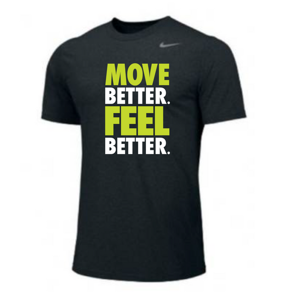 MOSSA Nike Men's Legend Short Sleeve T-Shirt (black) - Core MOVE BETTER FEEL BETTER Logo