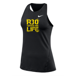 MOSSA Nike Women's All Over Mesh Tank (black) - R30 Stencil GIVES ME Logo