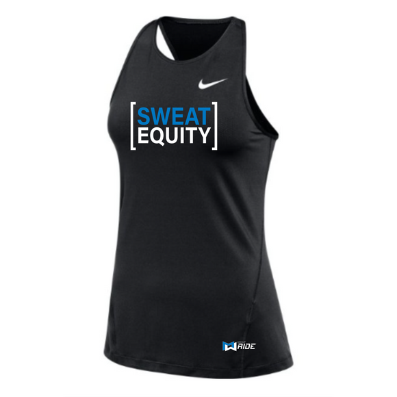 MOSSA Nike Women's All Over Mesh Tank (black) - Ride Sweat Equity Logo