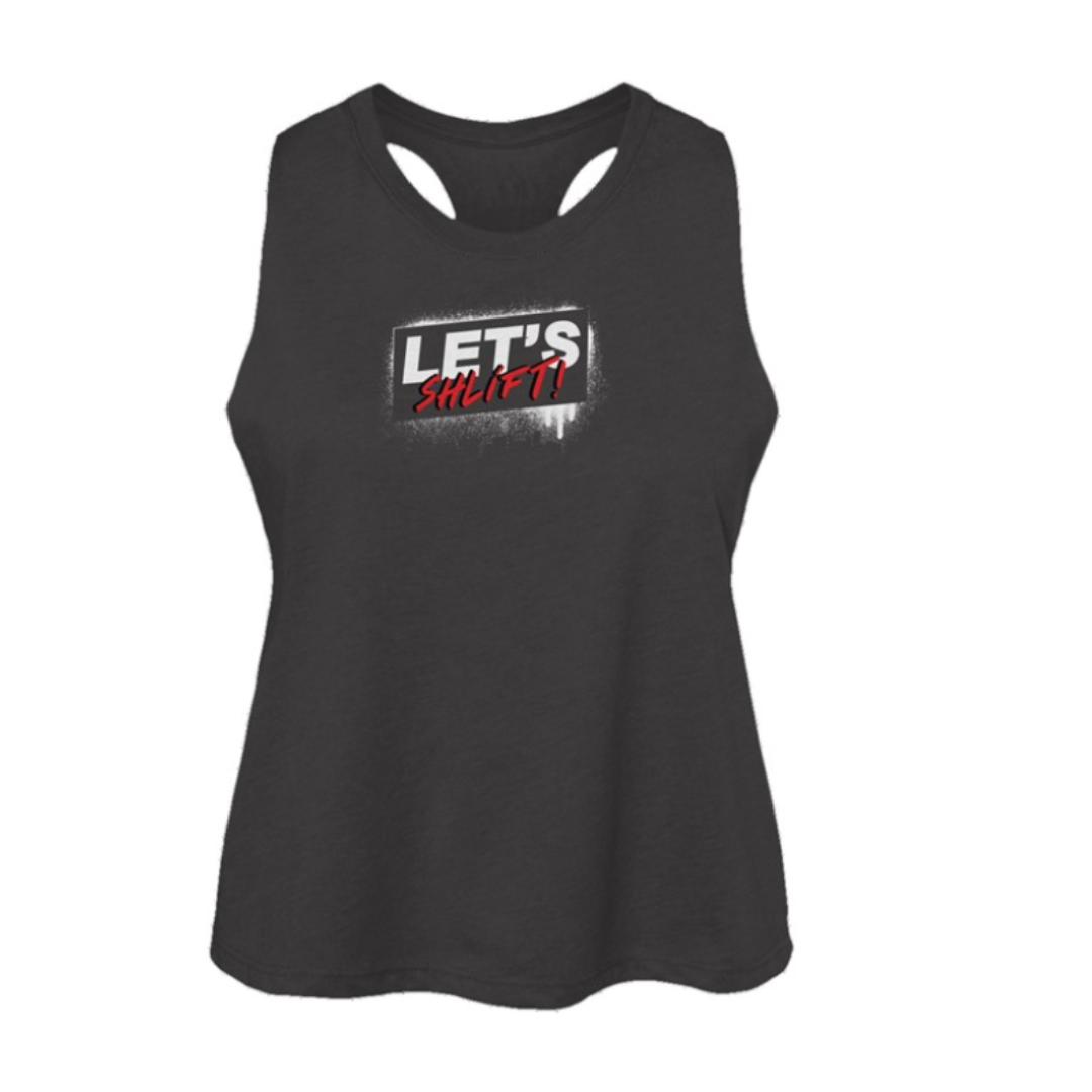 Let's Shlift 3D30 Women's Racerback Cropped Tank