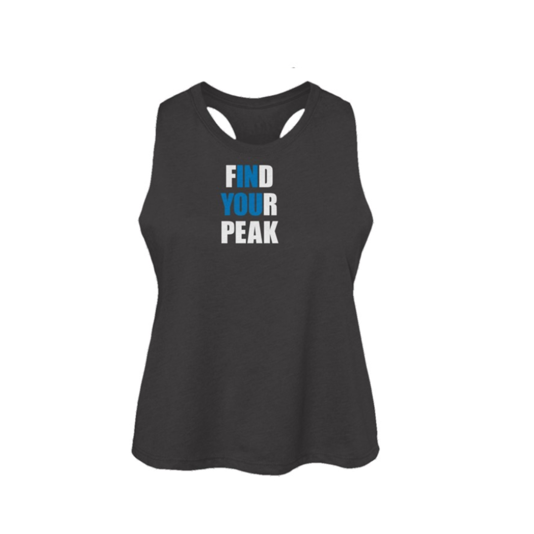 Find Your Peak Group Ride Womens Racerback Cropped Tank- Dark Grey Heather