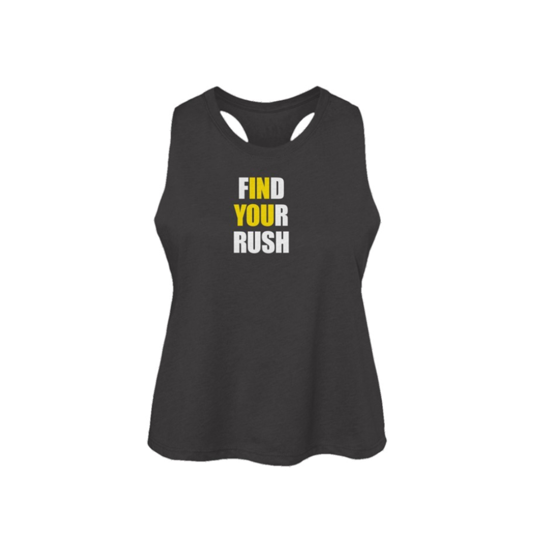 Find Your Rush R30 Womens Racerback Cropped Tank- Dark Grey Heather