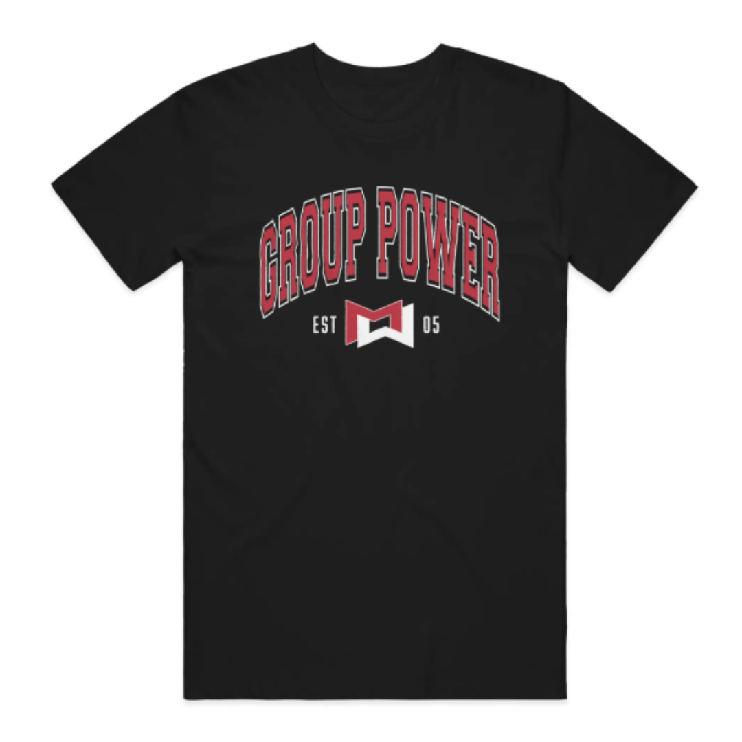 Group Power Collegiate Unisex T-Shirt- Black