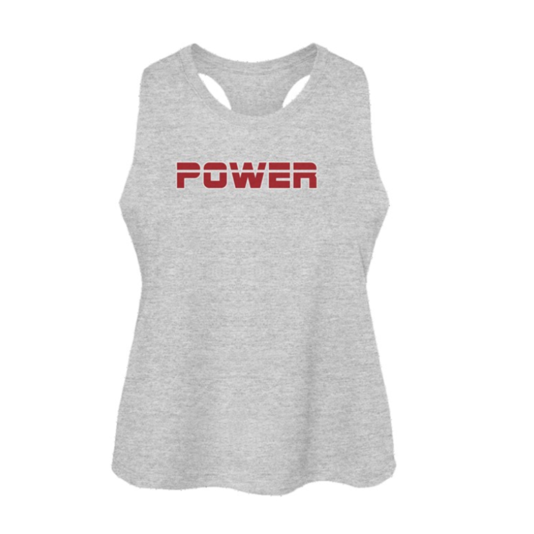POWER Womens Racerback Cropped Tank- Athletic Heather