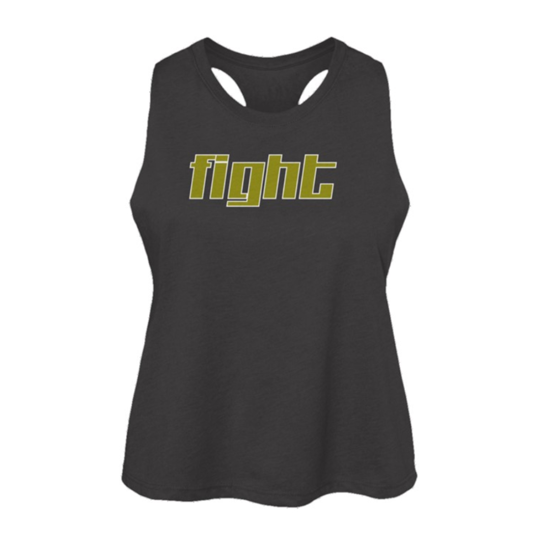 Fight Womens Racerback Cropped Tank- Dark Grey Heather