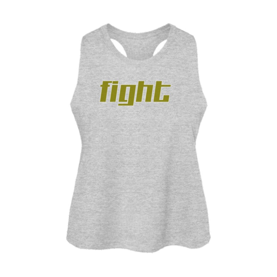 Fight Womens Racerback Cropped Tank- Athletic Heather