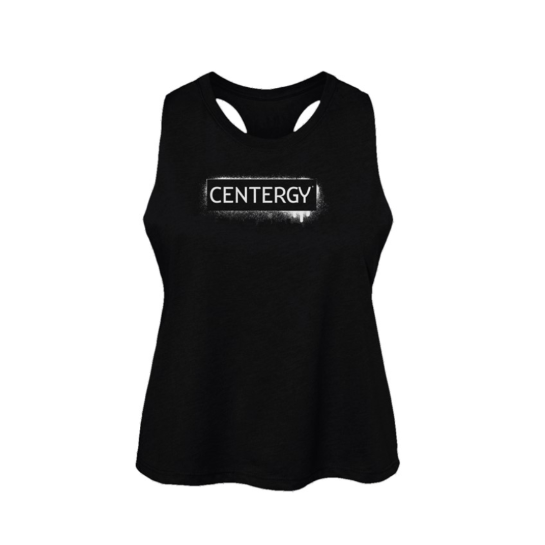 Centergy Graffiti Logo Women's Racerback Cropped Tank