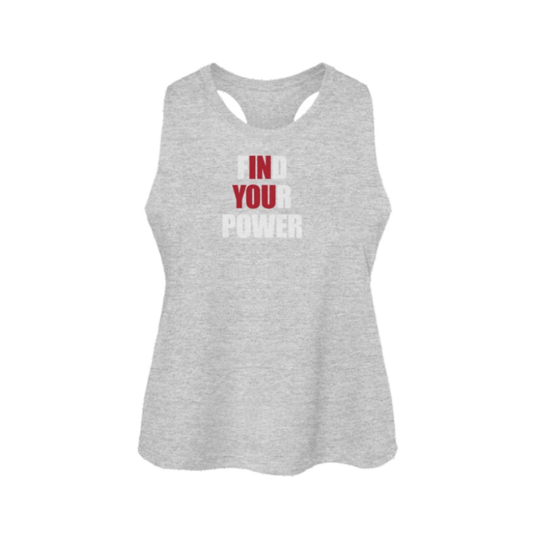Find Your Power Womens Racerback Cropped Tank- Athletic Heather