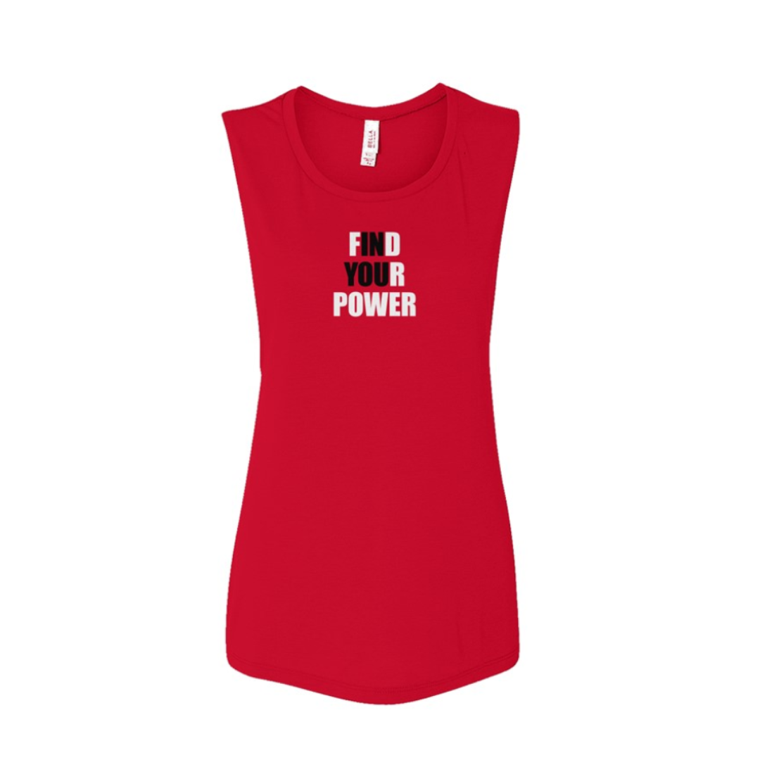 Find Your Power Flowy Scoop Muscle Tank- Red