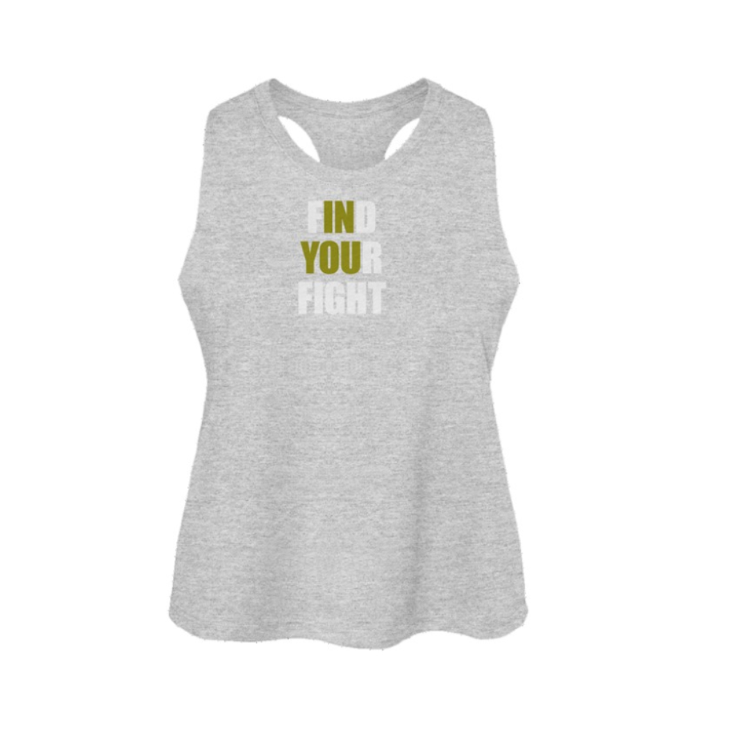 Find Your Fight Womens Racerback Cropped Tank- Athletic Heather