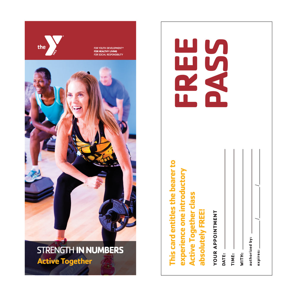 Y Active Together STRENGTH IN NUMBERS Free Pass Cards