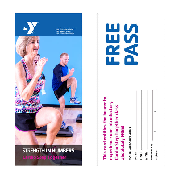 Y Cardio Step Together STRENGTH IN NUMBERS Free Pass Cards