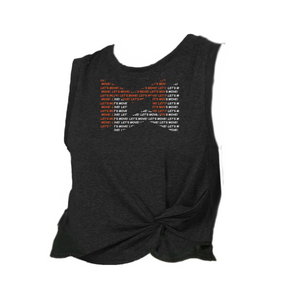 MOSSA Women's LET'S MOVE Repeat Logo Side Knot Tank